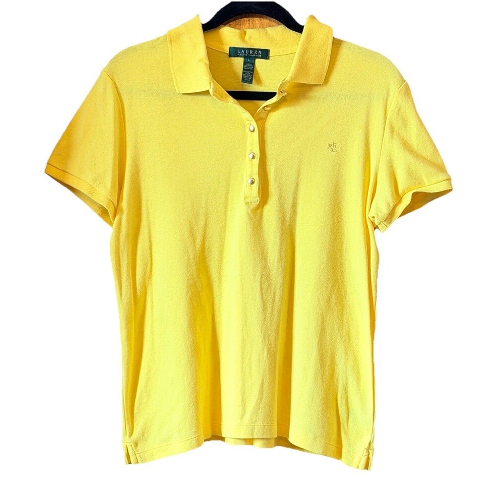 Lauren Ralph Lauren Women's Size L Yellow Short Sleeve Polo Shirt RL Logo
